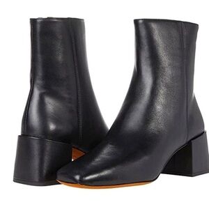 Vince Kaye Black Leather Block Heel Booties